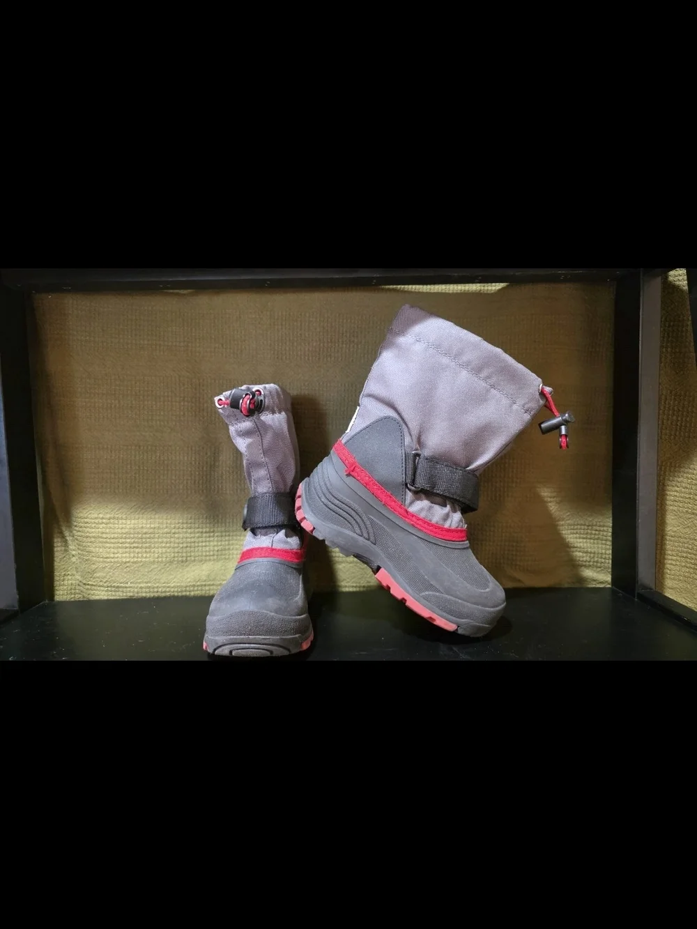 Kamik Kids Waterproof Winter Boots - Gray with Red Accent